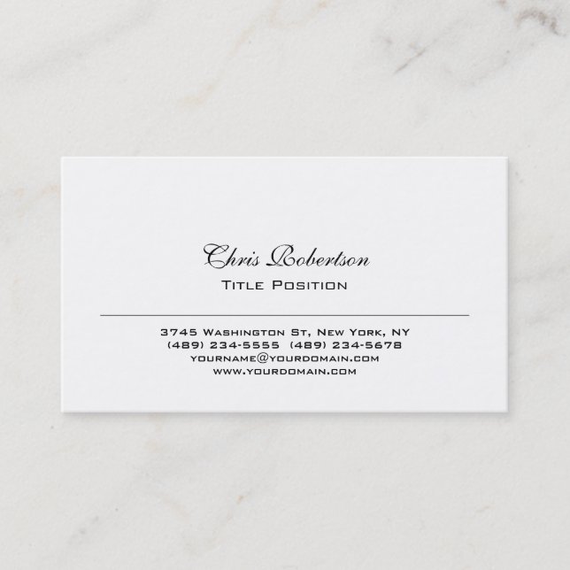 Trendy Black White Charming Business Card (Front)
