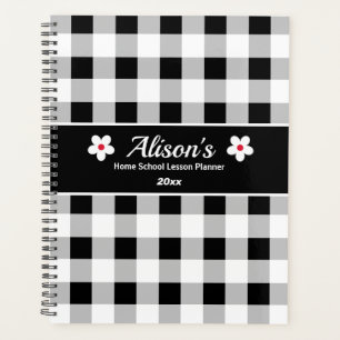Trendy Black White Chequered Home School Lesson Planner