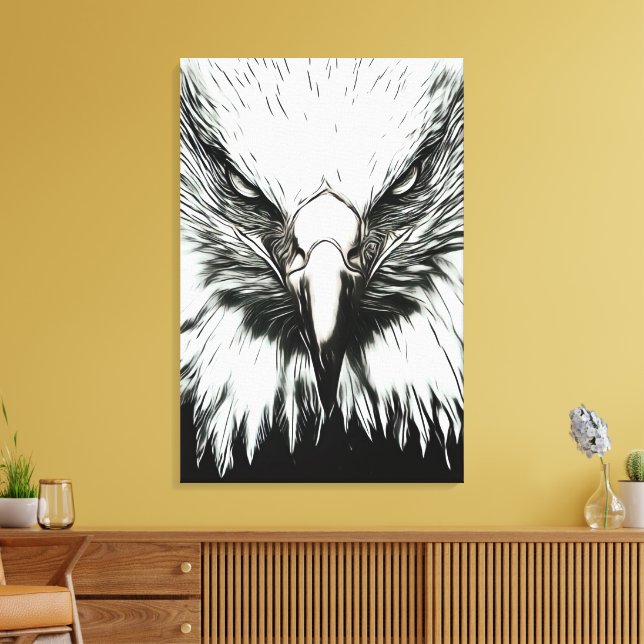 Trendy Black & White Eagle  Canvas Print (Insitu(LivingRoom))