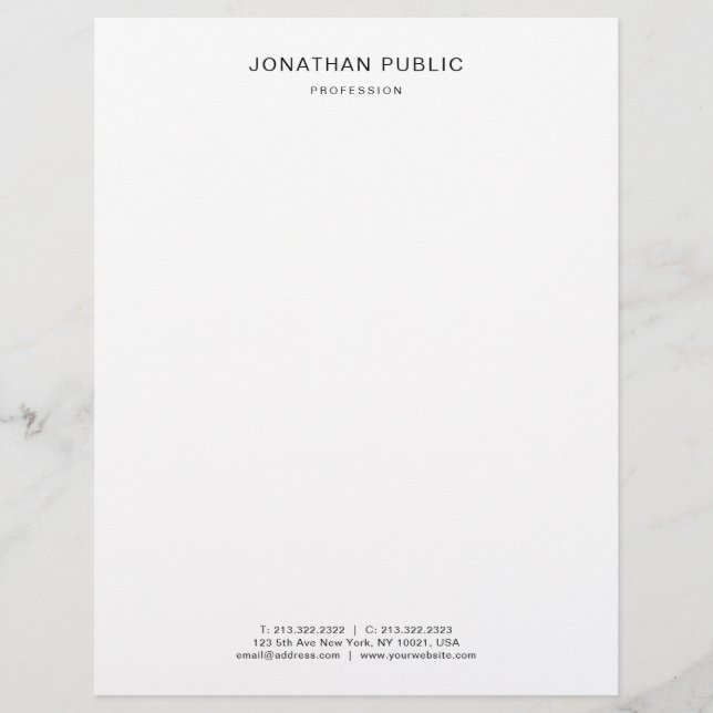 Trendy Black White Elegant Modern Simple Template Custom Letterhead (Front)
