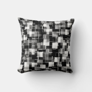 Trendy Black White Grey Abstract Pattern Cushion