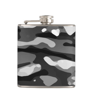 Trendy Black White Grey Abstract Pattern Hip Flask