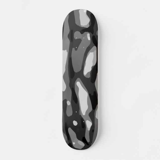 Trendy Black White Grey Abstract Pattern Skateboard (Front)
