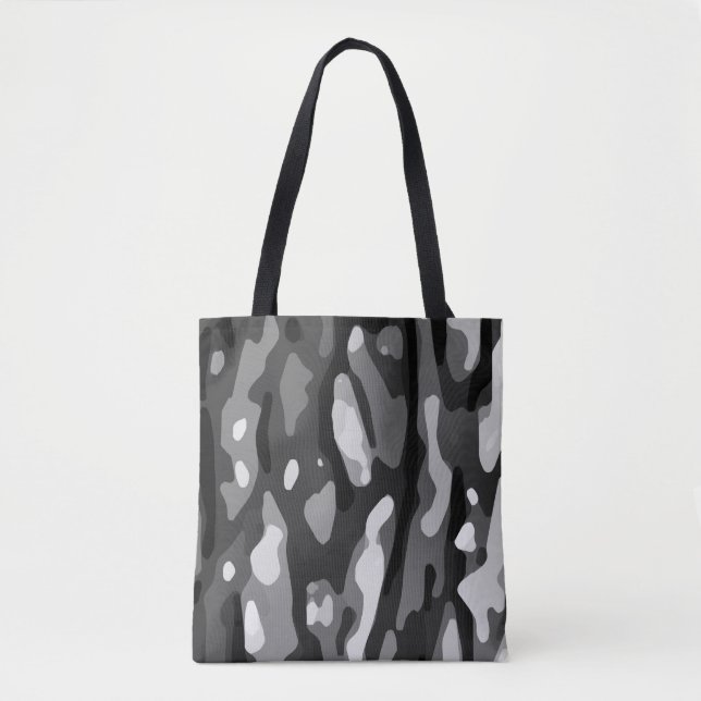 Trendy Black White Grey Abstract Pattern Tote Bag (Front)