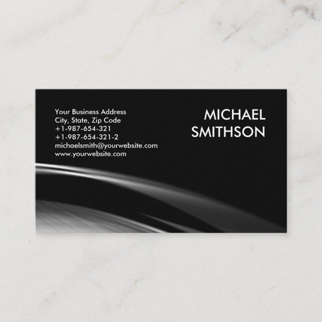 Trendy Black White Grey Pattern Business Card (Front)