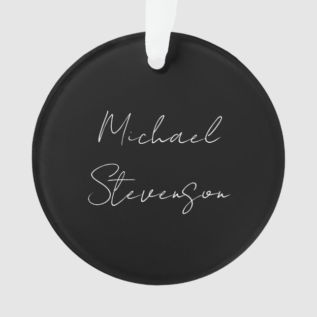 Trendy Black White Handwritten Minimalist Ornament (Front)