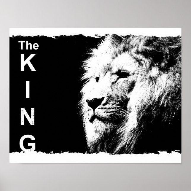 Trendy Black White Lion Template Nature Animal Poster (Front)