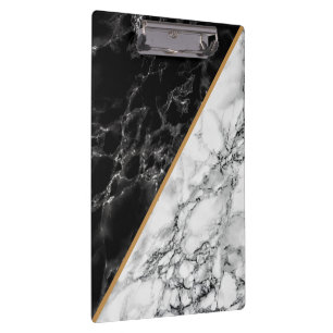 Trendy Black & White Marble Stone - Luxury Clipboard