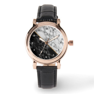Trendy Black & White Marble Stone Watch
