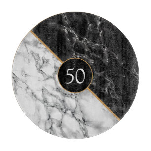 Trendy Black & White Marble Stone Your Age/ Letter Cutting Board