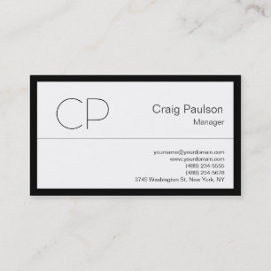 Trendy Black White Modern Monogram Business Card