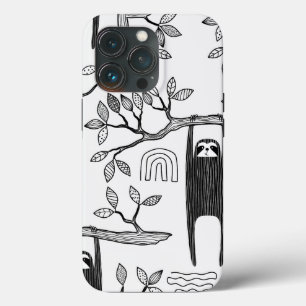 Trendy BLack White Modern Sloth Tough Case
