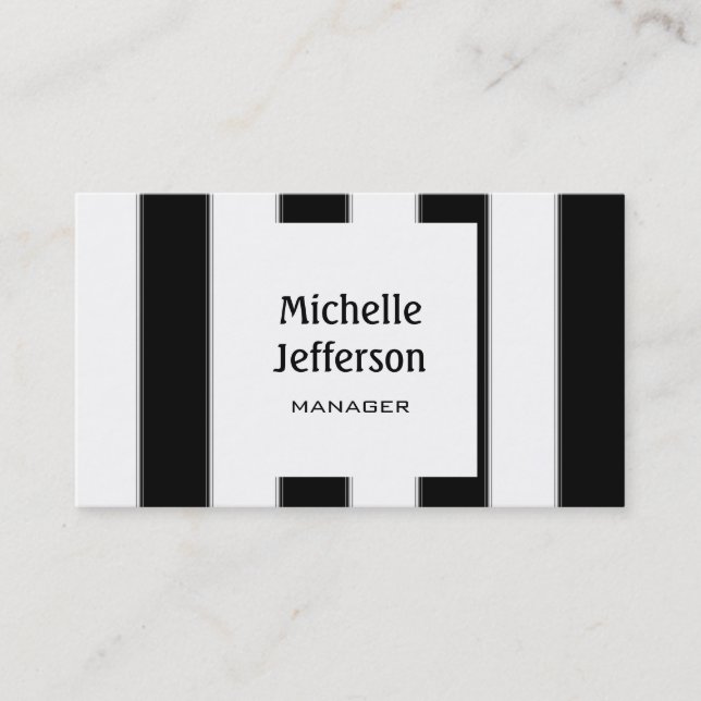 Trendy Black White Pattern Manager Business Card (Front)