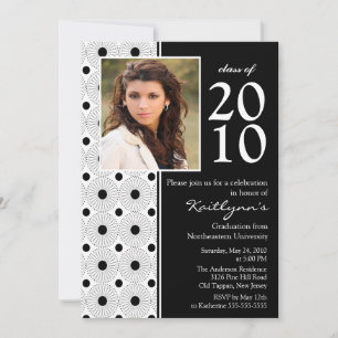 Trendy Black & White Photo Graduation Invitation