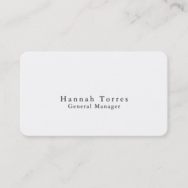Trendy Black & White Plain Creative Modern Business Card (Front)