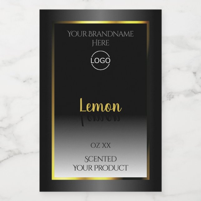 Trendy Black White Product Labels Gold Frame Logo (Single Label)