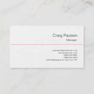 Trendy Black White Red Manager Business Card