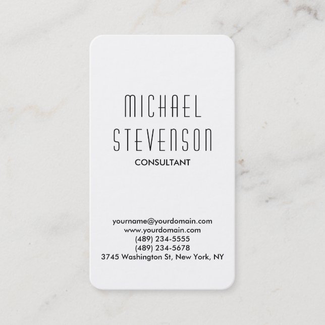 Trendy Black White Rounded Corner Business Card (Front)