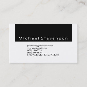 Trendy Black White Simple Plain Business Card