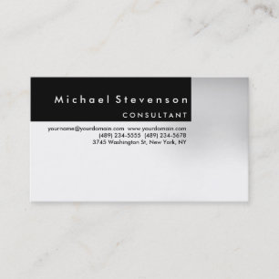 Trendy Black White Simple Plain Business Card
