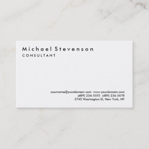 Trendy Black White Simple Plain Business Card