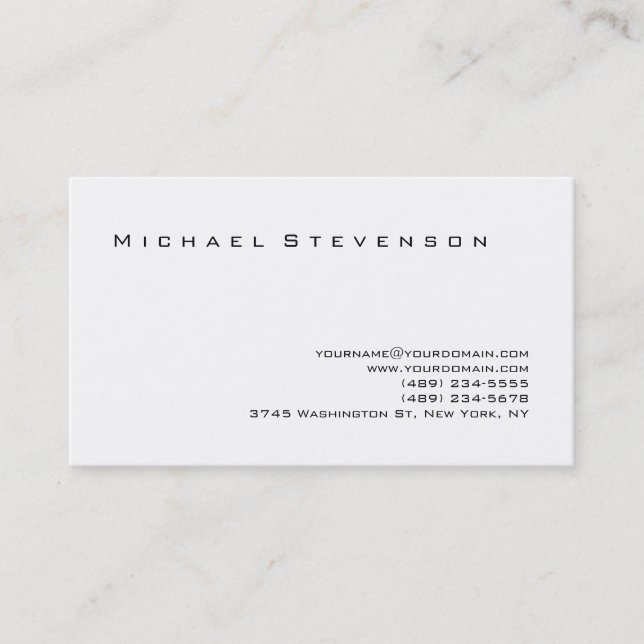 Trendy Black White Simple Plain Business Card (Front)