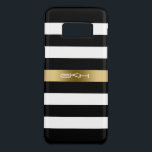 Trendy Black & White Stripes Gold Accent Case-Mate Samsung Galaxy S8 Case<br><div class="desc">Trendy black and white stripes pattern with gold stripes accent and custom monogram.</div>