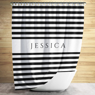 Trendy Black & White Stripes Pattern Name  Shower Curtain