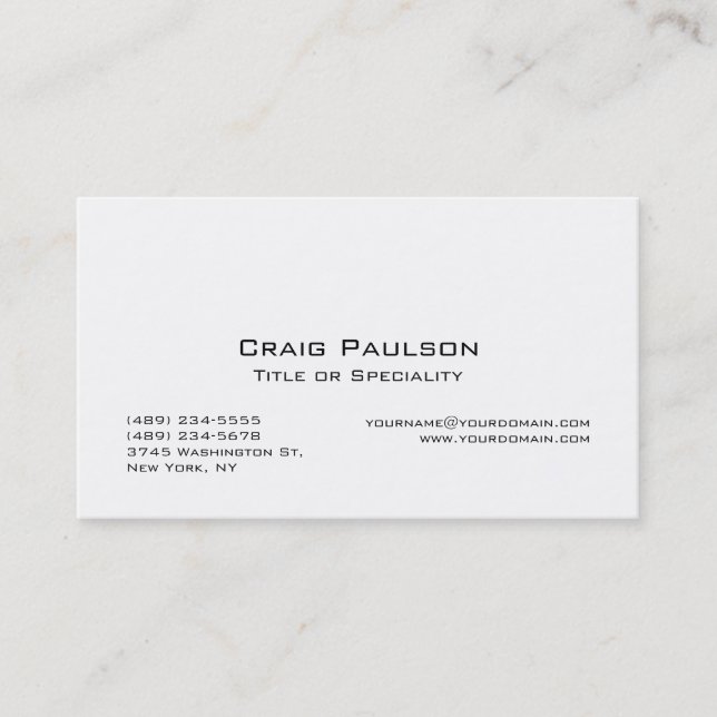 Trendy Black White Stylish Business Card (Front)