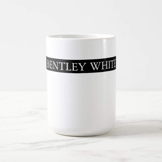 Trendy Black White Stylish Simple Plain Your Name Coffee Mug (Center)