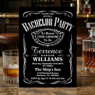 Trendy Black & White Typography Bachelor Party Invitation
