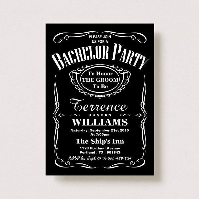 Trendy Black & White Typography Bachelor Party Invitation (Creator Uploaded)