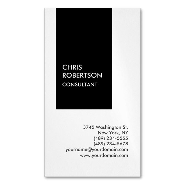 Trendy black white vertical unique business card (Front Vertical)