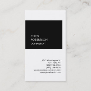 Trendy black white vertical unique business card