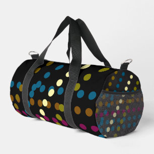 Trendy Black with Multiple Colour Polka Gym& Trave Duffle Bag