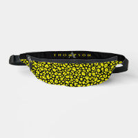 Trendy Black Yellow Leopard Animal Print Monogram