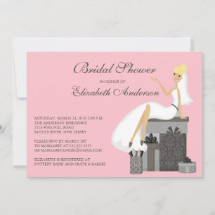 Trendy Blonde Bride Bridal Shower Invitation Pink