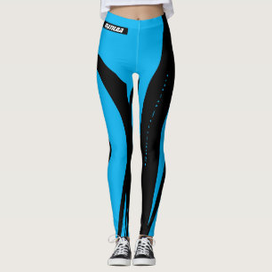 Trendy Blue and Black Workout  Leggings