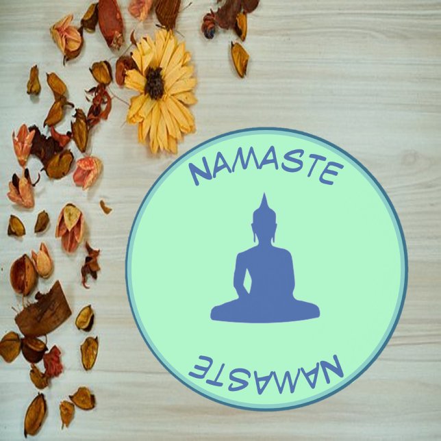 Trendy Blue and Green Namaste Buddha Coaster (Creator Uploaded)