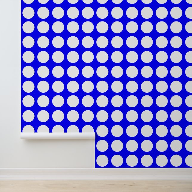 Trendy Blue and White Dotted Wallpaper (Application)