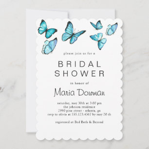 Trendy blue black airy watercolor Bridal Shower In Invitation