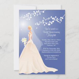 Trendy Blue BLONDE Bride Bridal Shower Invite