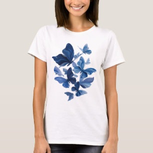 Trendy Blue BLUE BUTTERFLIES Artistic Motif T-Shirt