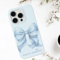 Trendy Blue Bow Personalised With Name Monogram