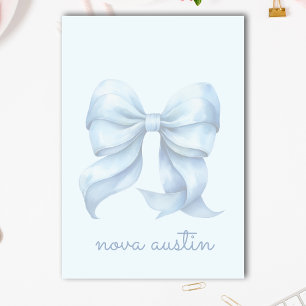Trendy Blue Bow Personalised With Name Monogram Post-it Notes