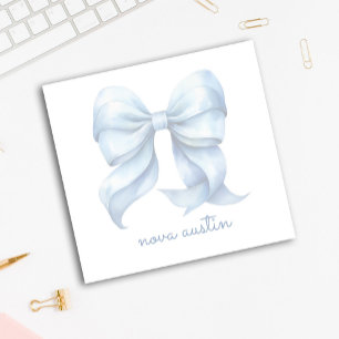 Trendy Blue Bow Personalised With Name Monogram Post-it Notes