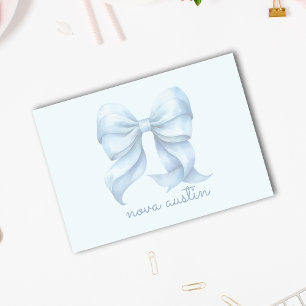 Trendy Blue Bow Personalised With Name Monogram Post-it Notes