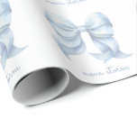 Trendy Blue Bow Personalised With Name Monogram Wrapping Paper<br><div class="desc">Wrap your gifts in style with our Trendy Blue Bow Personalised Wrapping Paper, a perfect blend of elegance and charm. Featuring a delicate watercolor bow, this wrapping paper embodies the trendy coquette aesthetic, making it an ideal choice for those who appreciate both vintage and modern design. The personalised name monogram...</div>