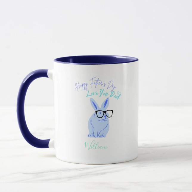 Trendy Blue Bunny for Fathers Day Mug (Left)
