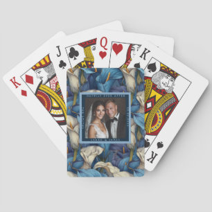 Trendy Blue Calla Lilies Fantasy Traditional Weddi Playing Cards